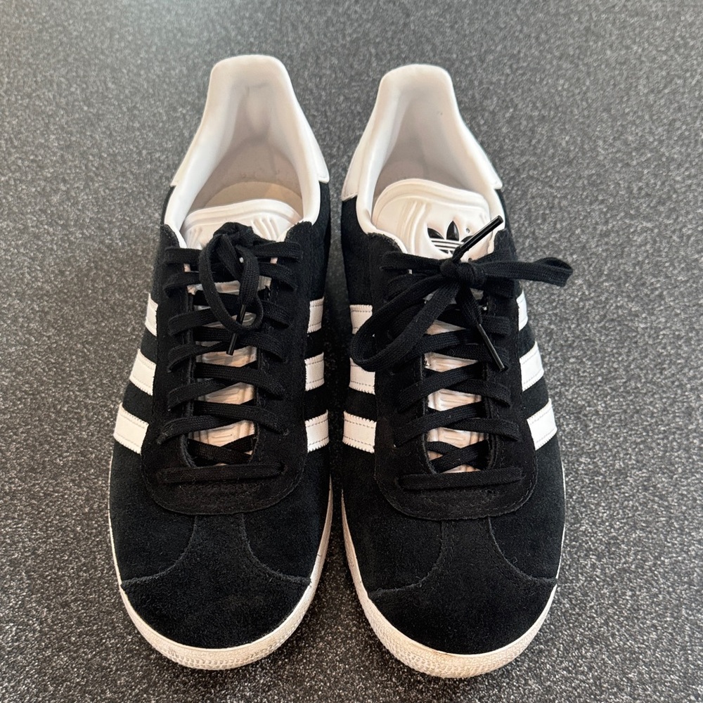 adidas Black and White Gazelle Suede Sneakers - Picture 2 of 8
